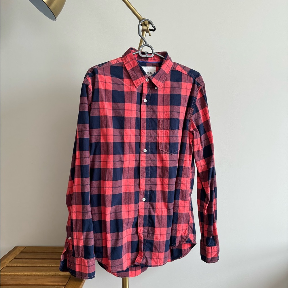 AEROPOSTALE - Orange & Blue check shirt - Men’s Medium